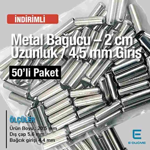 Metal Bağucu 2 cm - 4,5 mm Girişli 50 Ad/Paket E 2092PROMO
