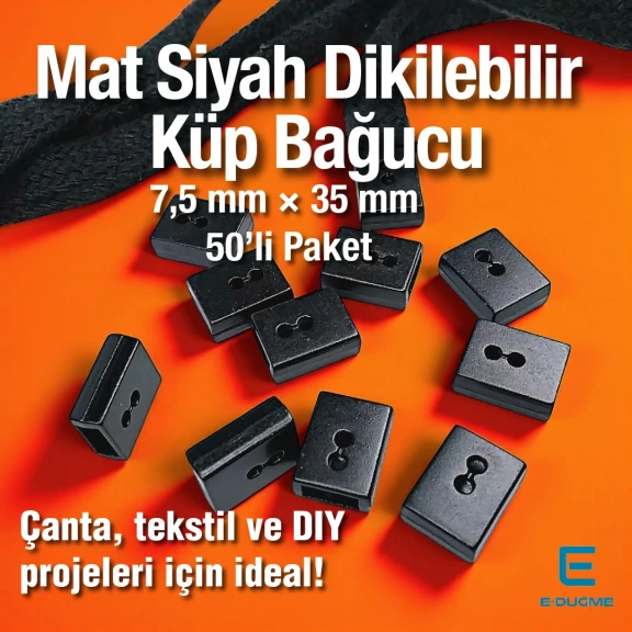 Bağucu Dikme - Küp Dikilebilen Bağucu 50 Adet/Pkaet Mat Siyah Giriş 7,5 mm x 3,5 mm PROMOART0034