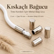 Kıskaçlı Bağucu – Tres Kordon İçin Metal Bağ Ucu 2 cm / Çap 10 mm / Kordon Girişi 5,5 mm AVBU0001-5