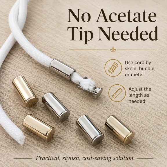 Kıskaçlı Bağucu - Tres Kordon İçin Metal Bağ Ucu, 2 cm uzunluk, 10 mm çap, 5,5 mm kordon girişi ile ince tres kordonlar için