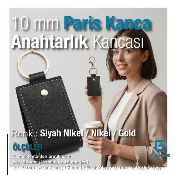 10 mm Paris Kanca Yaylı Döner Kancalar - Anahtarlık Kancası - Papağan Kanca A 509