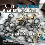 10 mm Paris Kanca Yaylı Döner Kancalar - Anahtarlık Kancası - Papağan Kanca A 509