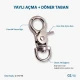 1,5 cm Viton Kanca Yaylı Döner Çanta ve Anahtarlık Kancası A 511VTN, 35mm uzunluk, 19mm en, zamak metal malzeme, çanta ve