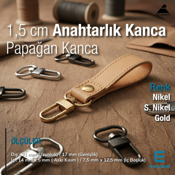 1,5 cm Anahtarlık Kanca Gold  Renk Papağan Kanca 50 Adet /Paket A 546 PROMO