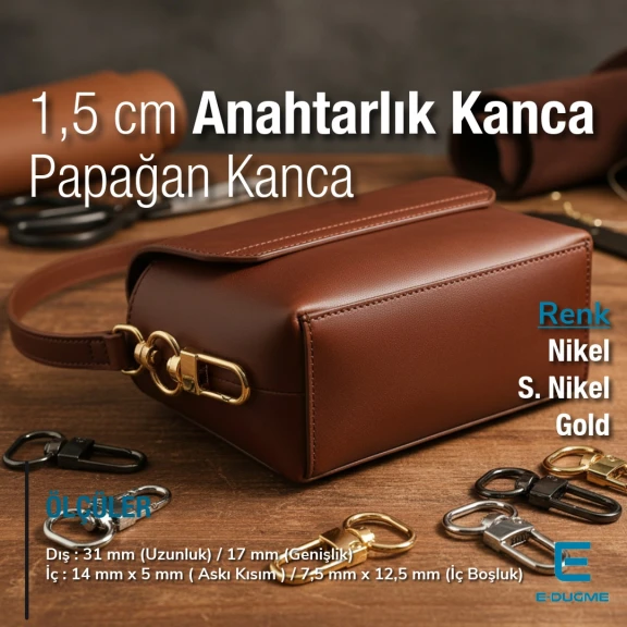 1,5 cm -0.6" Keychain Hook Gold Color Parrot Hook 50 Pieces / Pack A 546 PROMO