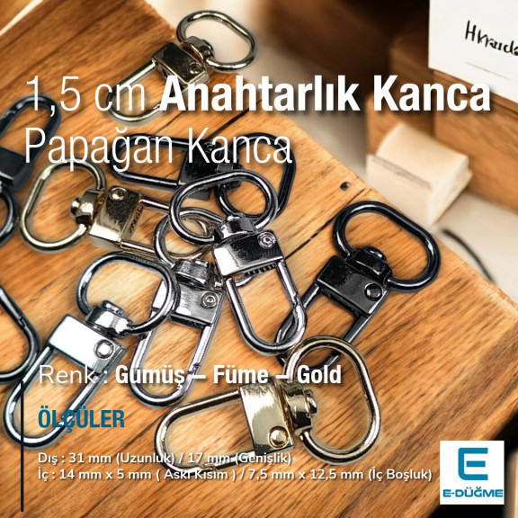 1,5 cm Kilit Kanca - Papağan Kanca - Yaylı Döner Kanca A 546