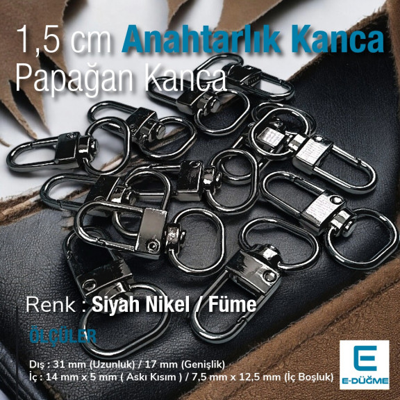 1,5 cm Kilit Kanca - Papağan Kanca - Yaylı Döner Kanca A 546