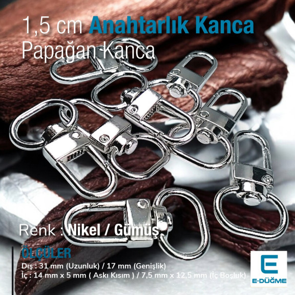 1,5 cm Kilit Kanca - Papağan Kanca - Yaylı Döner Kanca A 546