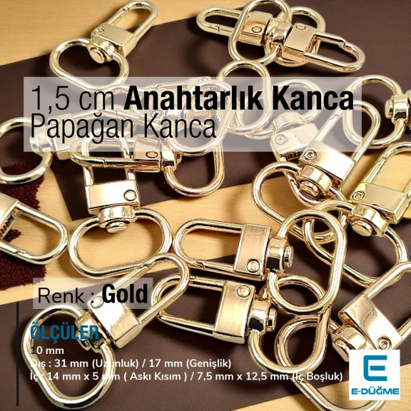 1,5 cm Kilit Kanca - Papağan Kanca - Yaylı Döner Kanca A 546