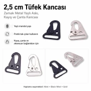 Tüfek Kancası 2,5 cm Zamak Metal Yaylı Askı Kayış ve Çanta Kancası A 552