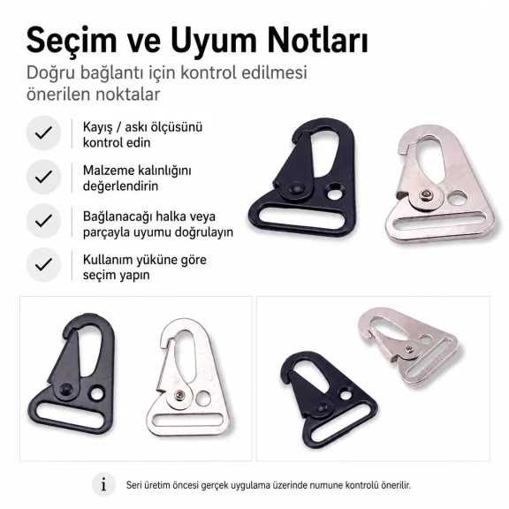 2,5 cm Tüfek Kancası Zamak Metal Yaylı Askı Kayış ve Çanta Kancası A 552