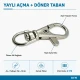 10 mm Paris Kanca Yaylı Döner Anahtarlık Kancası A 578, metal zamak malzemeden üretilmiş, çanta, kemer ve el sanatları için