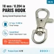 10 mm Paris Kanca Yaylı Döner Anahtarlık Kancası A 578, metal zamak malzemeden üretilmiş, çanta, kemer ve el sanatları için