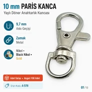 10 mm Paris Kanca Yaylı Döner Anahtarlık Kancası A 578