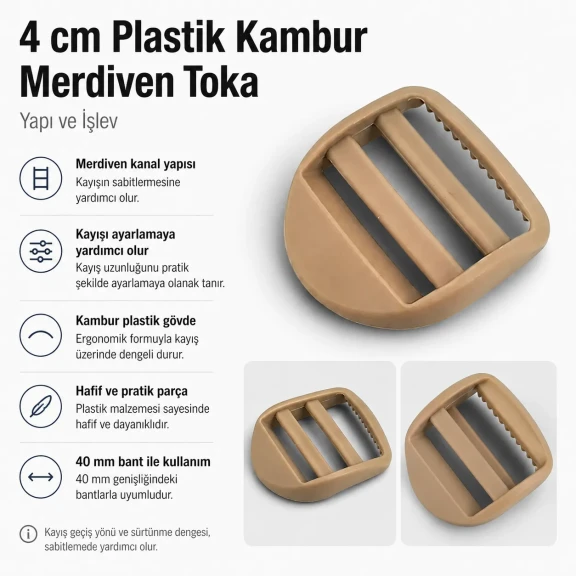 4 cm Plastik Kambur Toka Merdiven Toka Çanta Kayış Askı Ayar Tokası AK0004