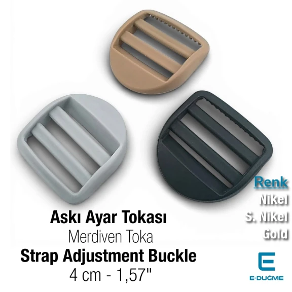 4 cm Plastik Kambur Toka - Merdiven Toka - Çanta Kayış Askı Ayar Tokası AK0004