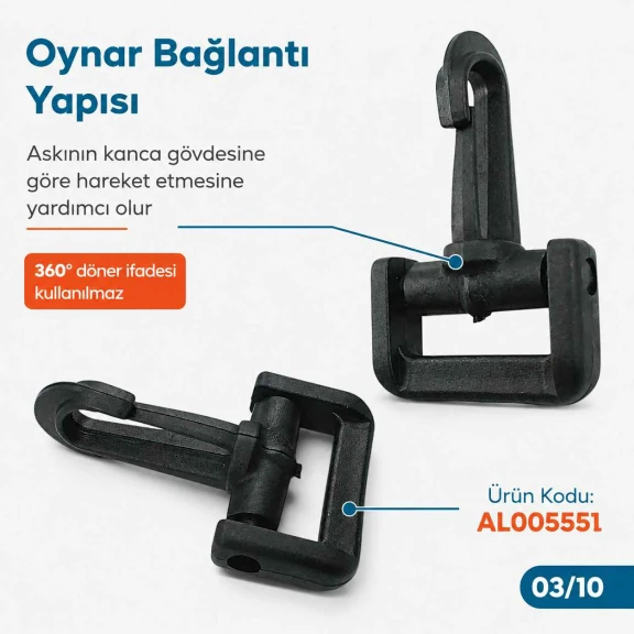 4 cm Plastik Oynar Çanta Kancası, yüksek kaliteli plastik malzemeden üretilmiş, çanta askıları ve anahtarlıklar için ideal