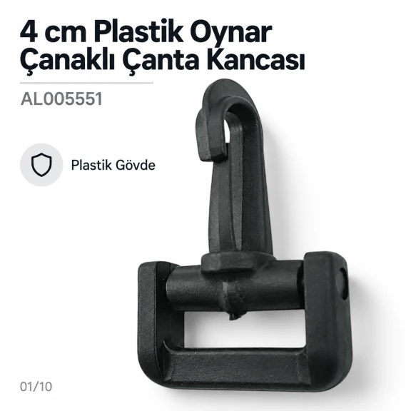 4 cm Plastik Oynar Çanaklı Çanta Kancası - 40 mm Kayış Uyumlu, dayanıklı plastik malzeme ile çanta askıları için ideal çözüm