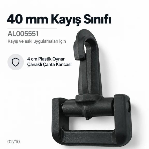 4 cm Plastik Oynar Çanaklı Çanta Kancası - 40 mm Kayış Uyumlu, dayanıklı plastik malzeme ile çanta askıları için ideal çözüm