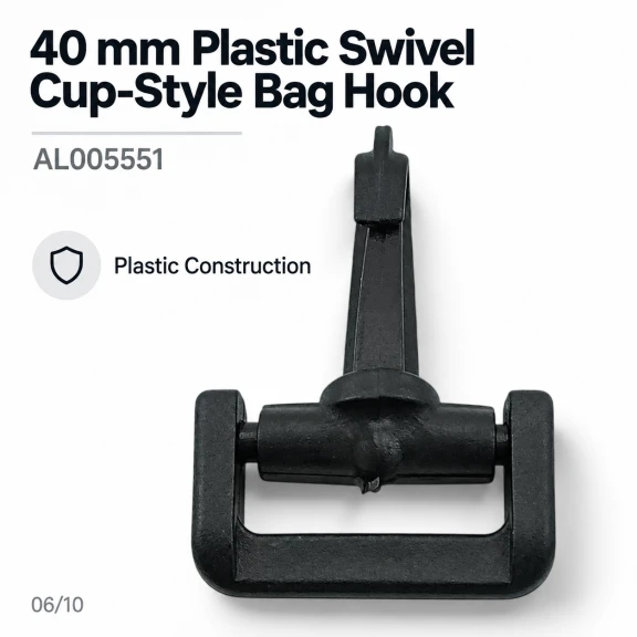 4 cm Plastik Oynar Çanaklı Çanta Kancası - 40 mm Kayış Uyumlu, dayanıklı plastik malzeme ile çanta askıları için ideal çözüm