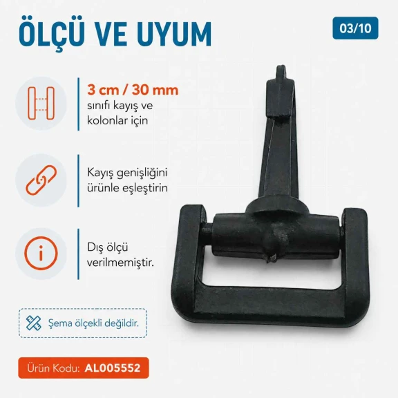 3 cm Plastik Oynar Çanta Kancası, dayanıklı plastik malzemeden üretilmiş, çanta askıları ve anahtarlıklar için ideal aksesuar