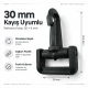 30 mm Plastic Swivel Cup-Style Bag Hook for 1.18 in Webbing, designed for detachable connections in bags and accessories