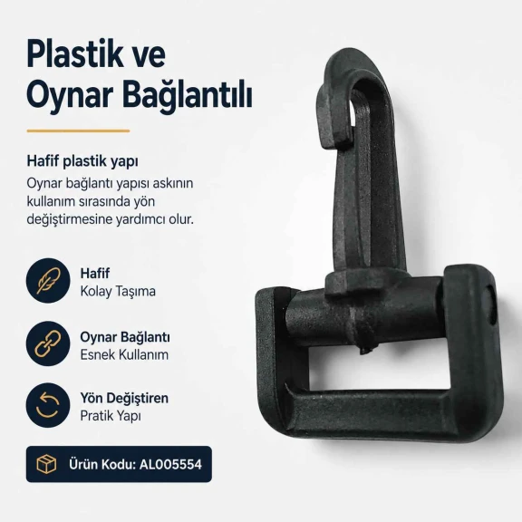 2 cm Plastik Oynar Çanta Kancası, yüksek kaliteli zamak metal malzemeden üretilmiş, dayanıklı ve estetik görünüm sunan çanta