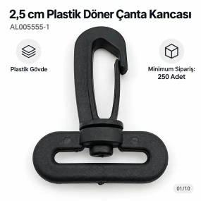 2,5 cm Plastik Döner Çanta Kancası – 25 mm Kayış Uyumlu AL005555-1