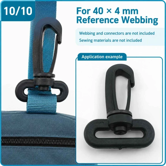 4 cm Plastik Oynar Çanta Kancası - 40 mm Kayış Uyumlu AL005555-3, çanta askıları için ideal bağlantı parçası