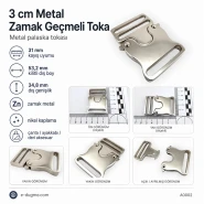 Geçmeli Toka 3 cm Geçmeli Toka Metal Zamak A0002