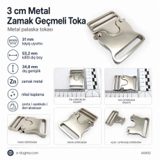 Snap Clasp 3 cm / 1.18 in Metal Zamak Buckle A0002