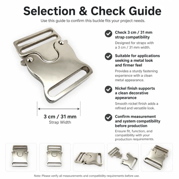 Snap Clasp 3 cm / 1.18 in Metal Zamak Buckle A0002 for bags