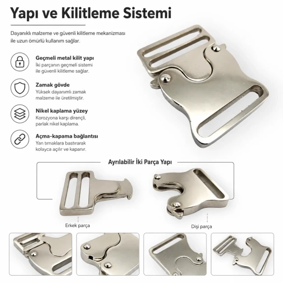 Snap Clasp 3 cm / 1.18 in Metal Zamak Buckle A0002 for bags