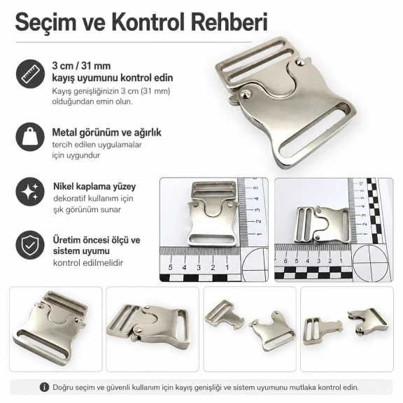 Snap Clasp 3 cm / 1.18 in Metal Zamak Buckle A0002 for bags