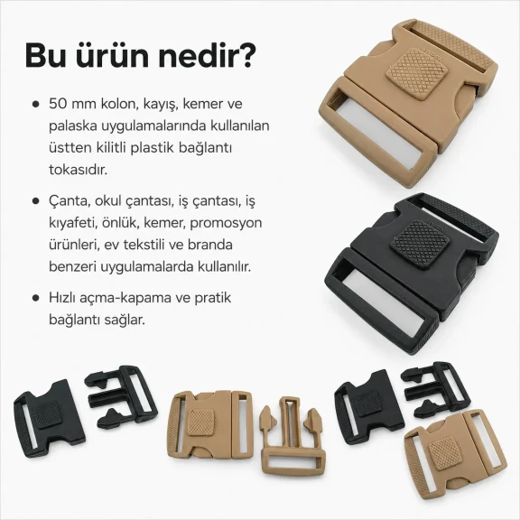 5 cm Top-Lock Plastic Side-Release Bandolier Buckle A000PL5 for bags and accessories