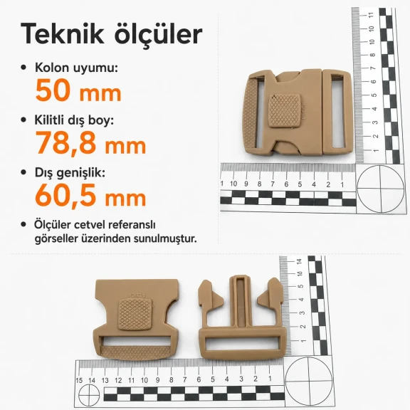 5 cm Top-Lock Plastic Side-Release Bandolier Buckle A000PL5 for bags and accessories