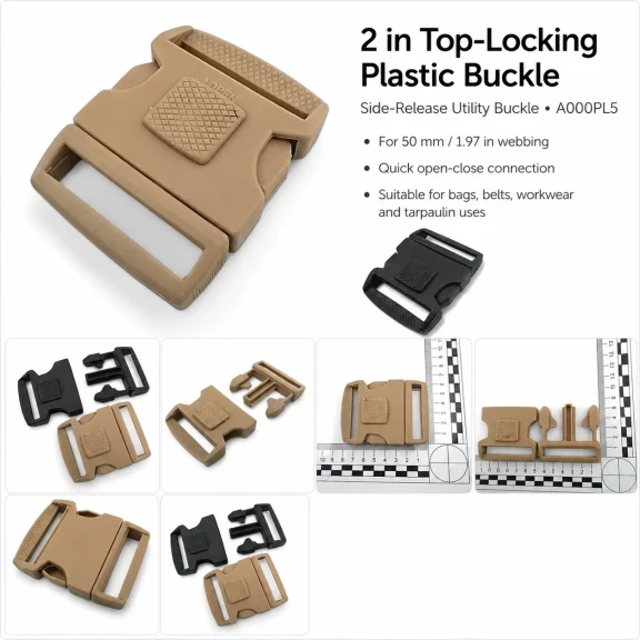 5 cm Top-Lock Plastic Side-Release Bandolier Buckle A000PL5 for bags and accessories