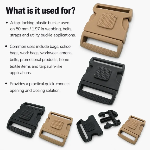 5 cm Top-Lock Plastic Side-Release Bandolier Buckle A000PL5 for bags and accessories