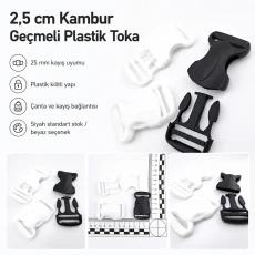 Geçmeli Toka 2,5 cm Kambur Geçmeli Plastik Çanta ve Kayış Tokası AL00010