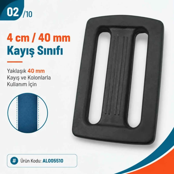 4 cm Plastik Dikdörtgen Askı Ayar Tokası, çanta askısı ve tekstil kolonları için ideal plastik bağlantı aksesuarı