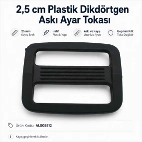 2,5 cm Plastik Dikdörtgen Askı Ayar Tokası AL005512
