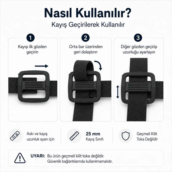 2,5 cm Plastik Dikdörtgen Askı Ayar Tokası, çanta ve kemer kayış uzunluğunu ayarlamak için ideal, pratik ve kullanıcı dostu