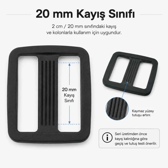 2 cm Plastik Dikdörtgen Askı Ayar Tokası AL005513, çanta ve kemer kayış uzunluğunu ayarlamak için ideal pratik ürün