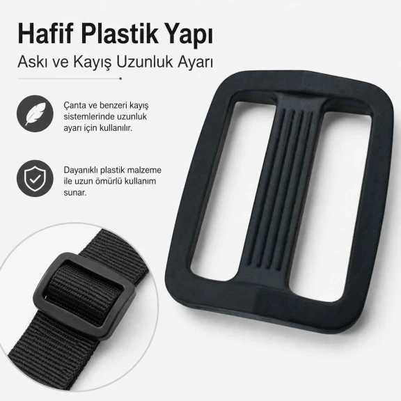 2 cm Plastik Dikdörtgen Askı Ayar Tokası AL005513, çanta ve kemer kayış uzunluğunu ayarlamak için ideal pratik ürün