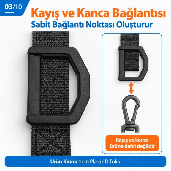 4 cm Plastik D Toka - Dayanıklı ve Hafif Bağlantı Elemanı