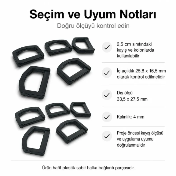 2.5 cm Plastic D Ring Buckle - Lightweight and Durable Accessory for Bags and Textiles