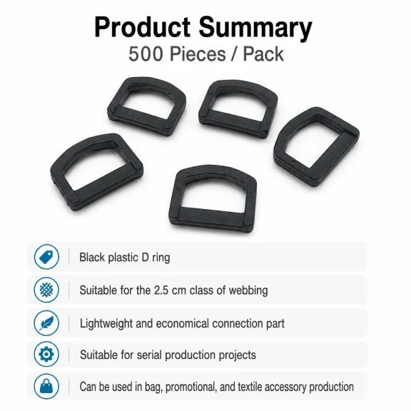 2.5 cm Plastic D Ring Buckle - Lightweight and Durable Accessory for Bags and Textiles
