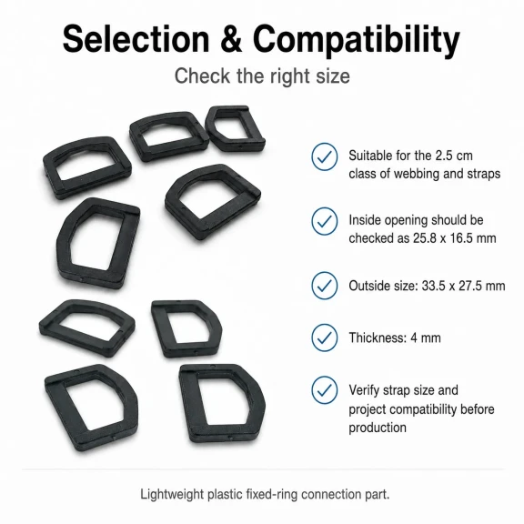 2.5 cm Plastic D Ring Buckle - Lightweight and Durable Accessory for Bags and Textiles