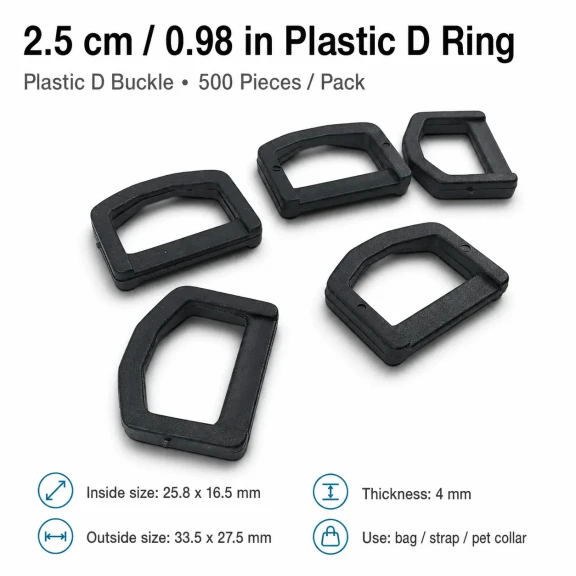 2.5 cm Plastic D Ring Buckle - Lightweight and Durable Accessory for Bags and Textiles