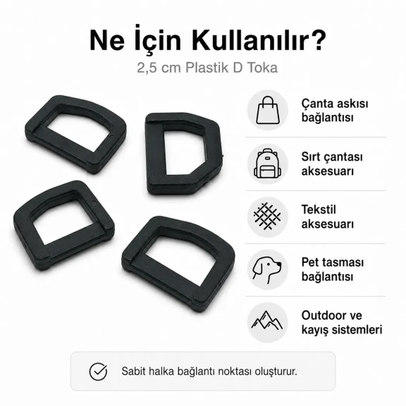 2.5 cm Plastic D Ring Buckle - Lightweight and Durable Accessory for Bags and Textiles